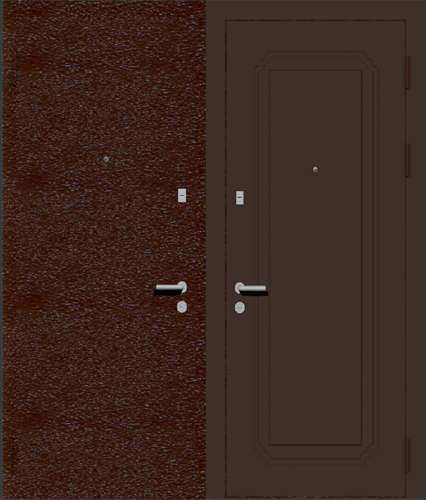 Железная входная дверь с фрезеровкой D эмаль коричневая 